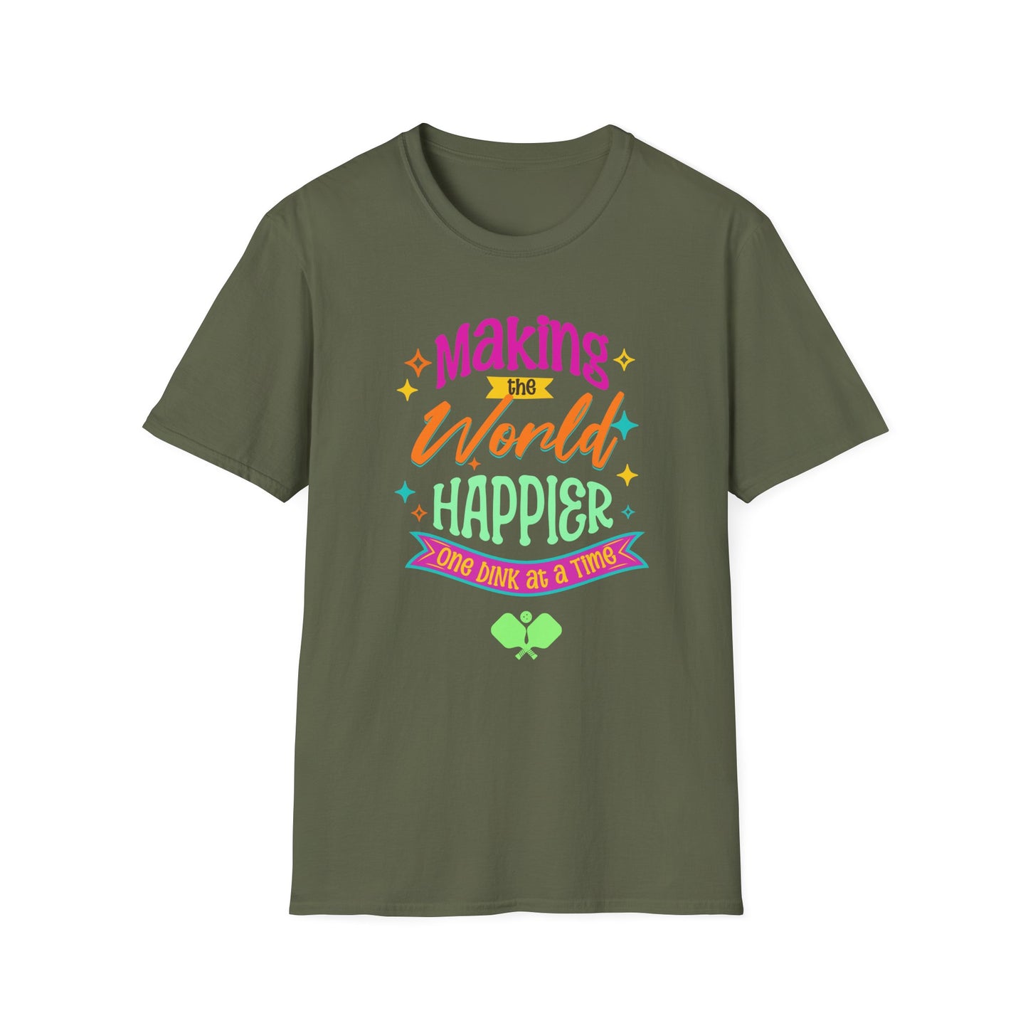 Making the World Happier. Pickleball Tee.
