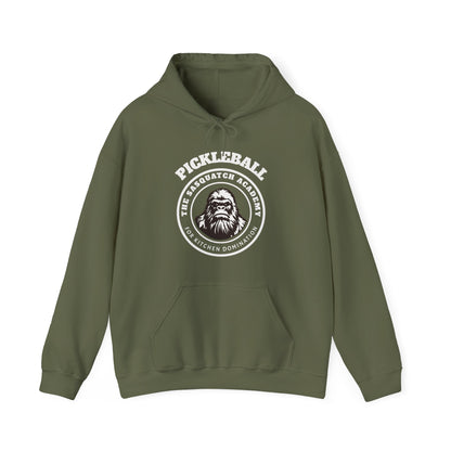 The Sasquatch Academy for Kitchen Domination. Pickleball. Unisex Heavy Blend™ Hooded Sweatshirt