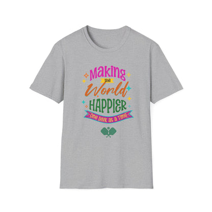 Making the World Happier. Pickleball Tee.