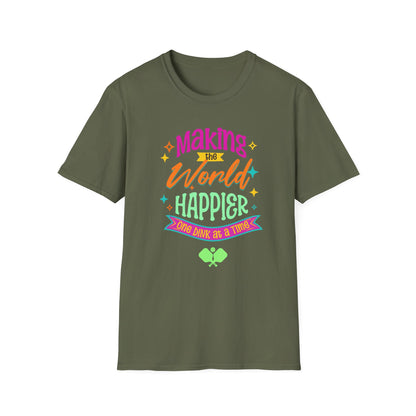 Making the World Happier. Pickleball Tee.