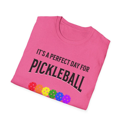 It's A Perfect Day For Pickleball. Unisex Softstyle T-Shirt