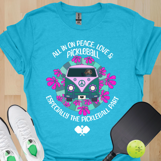 Peace Love Pickleball Shirt – Hippie Pickleball Tee – Retro Pickleball Van Shirt – Funny Pickleball Gift – Pickleball Lover Apparel